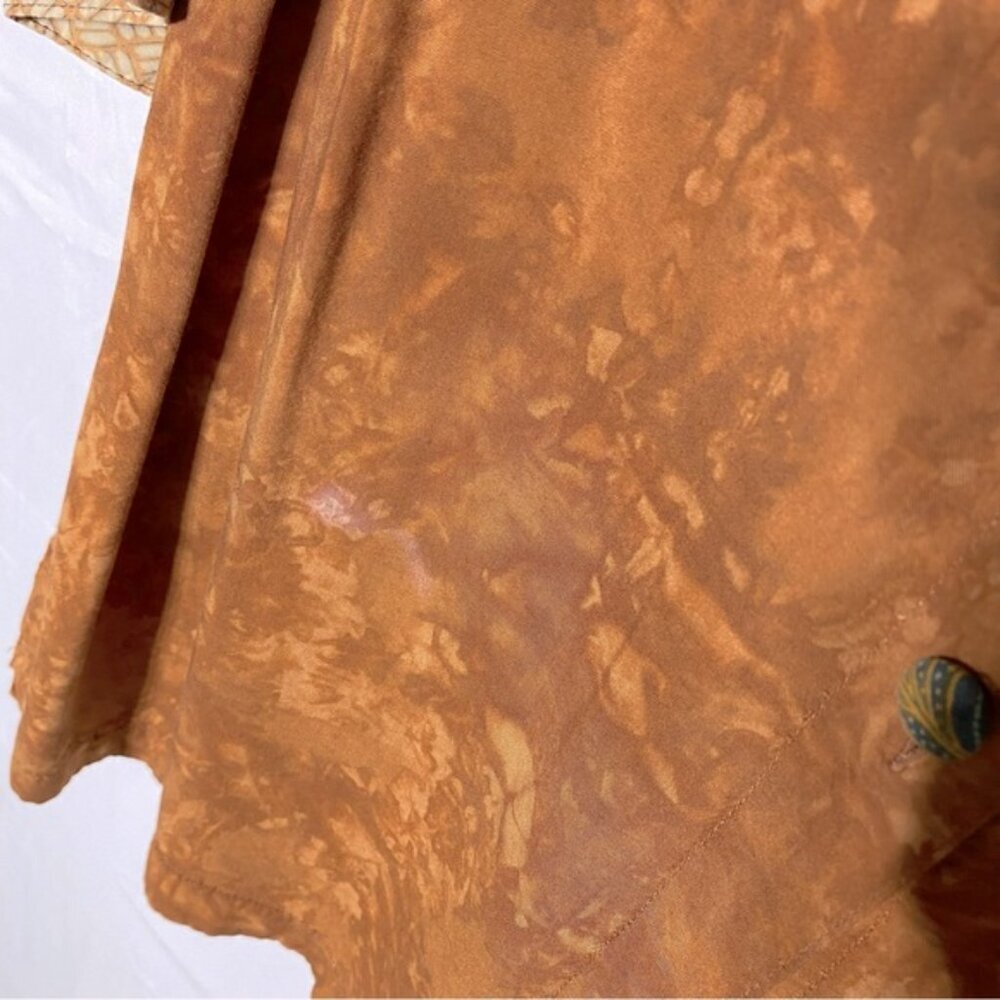 Vintage Nativewear Designs Burnt Orange Stone Wash Long Sleeve Button Up Top M - Picture 7 of 13